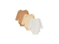 lupilu 3 baby rompers (62/68, wit/beige)