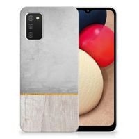 Samsung Galaxy A02s Bumper Hoesje Wood Concrete