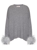 Valentino Garavani pull en laine à détails de plumes - Gris - thumbnail