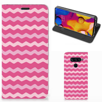 LG V40 Thinq Hoesje met Magneet Waves Pink - thumbnail