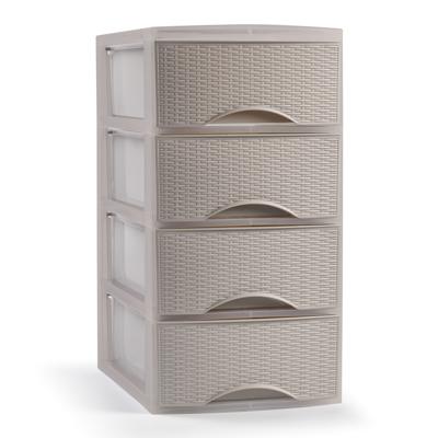 Ladeblokje/bureau organizer met 4 lades - beige - H34 x B18 x D25 cm - plastic