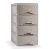 Ladeblokje/bureau organizer met 4 lades - beige - H34 x B18 x D25 cm - plastic Ladeblokje/bureau organizer met 4 lades - beige - H34 x B18 x D25 cm - plastic