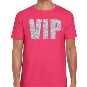 VIP zilver glitter tekst t-shirt roze heren