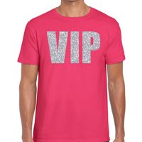 VIP zilver glitter tekst t-shirt roze heren - thumbnail