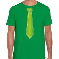 Verkleed t-shirt voor heren - stropdas groen - groen - carnaval - foute party - verkleedshirt