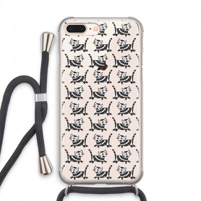 Zwarte poes: iPhone 7 PLUS Transparant Hoesje met koord