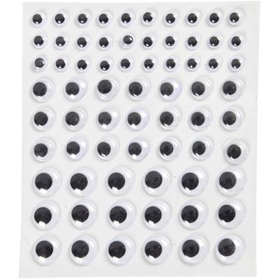 Creativ Company Wiebelogen, zelfklevend, d 8+12+14 mm, wit, 69 stuk, 1 vel