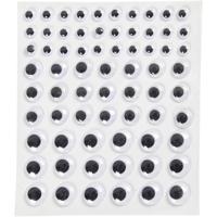 Creativ Company Wiebelogen, zelfklevend, d 8+12+14 mm, wit, 69 stuk, 1 vel