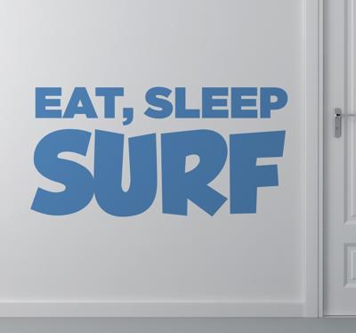 Eat Sleep And Surf Muursticker
