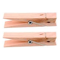 Mega houten wasknijpers van 15 cm - 2x - Kantoor brieven organiseren en meer