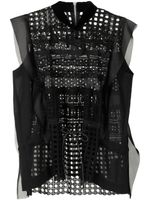 sacai blouse brodée à design sans manches - Noir