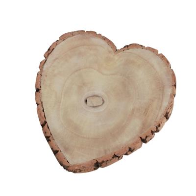 Chaks Kaarsenbord/decoratie dienblad - houten boomschijf - 23 x 3 cm - hartvormig