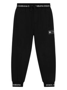 Dolce & Gabbana Kids pantalon de jogging en coton à taille à logo - Noir