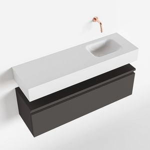 Toiletmeubel Mondiaz Andor | 100 cm | Meubelkleur Dark grey | Lex vrijhangend wastafel Talc Rechts | Zonder kraangat
