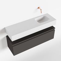 Toiletmeubel Mondiaz Andor | 100 cm | Meubelkleur Dark grey | Lex vrijhangend wastafel Talc Rechts | Zonder kraangat