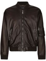 Dolce & Gabbana veste bomber en peau d'agneau - Marron