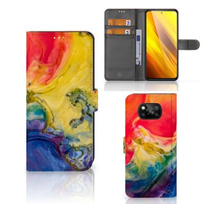 Hoesje Xiaomi Poco X3 | Poco X3 Pro Watercolor Dark | Portemonnee hoesje Hoesje Xiaomi Poco X3 | Poco X3 Pro Watercolor Dark | Portemonnee hoesje