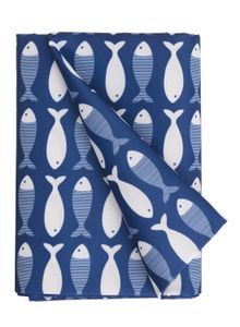 HEMA Tafelkleed - 140 X 200 - Polyester - Blauw Vissen (blauw)