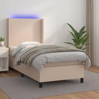 Boxspring met matras en LED kunstleer cappuccinokleur 80x200 cm