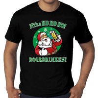 Grote maten fout Kerst shirt niks hohoho doordrinken zwart heren - thumbnail