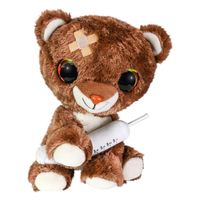 Lumo Stars knuffel get well - bruine beer met spuit, 15cm