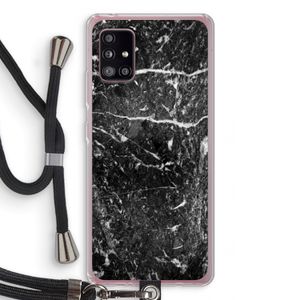 Zwart marmer: Samsung Galaxy A51 5G Transparant Hoesje met koord