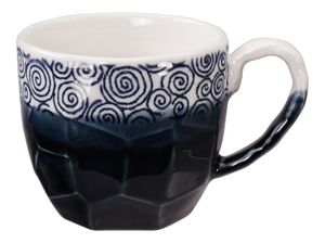 Handgemaakte Mok - Donkerblauw/Wit Keramiek - 300ml - 8,7 x 8cm