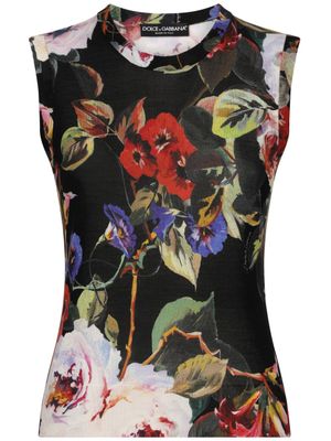 Dolce & Gabbana débardeur en soie à fleurs - Noir