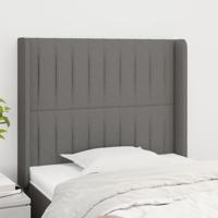 Hoofdbord met randen 103x16x118/128 cm stof donkergrijs