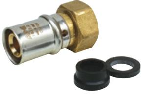 Kirchhoff Messing overgangsfitting, blank, 3/4" Euroconus voor 20 mm, persfitting voor meerlagenbuis - 988730255