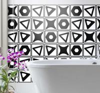 Tegelsticker badkamer met zwart wit patroon - thumbnail