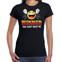 Funny emoticon t-shirt winner you cant beat mezwart voor dames