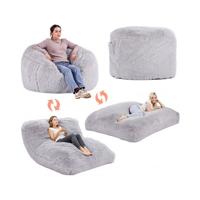 VEVOR Bean Bag Bed Sofa Bean Bag Convertible Volwassene Grijs Volledige Maat