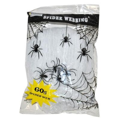 Spinnenweb - wit - met spinnen - 60 gr - Halloween / horror thema decoratie