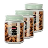 Plasticforte keuken voorraadpot - Set van 6x stuks - weckpot - mintgroen - 1 liter - kunststof Plasticforte keuken voorraadpot - Set van 6x stuks - weckpot - mintgroen - 1 liter - kunststof