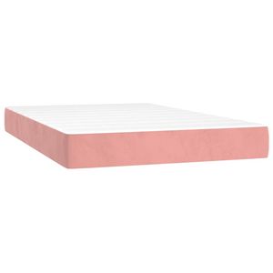 The Living Store Pocketveringmatras - Fluweel - 120 x 200 x 20 cm - Wit - roze