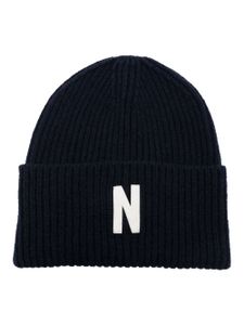 Norse Projects bonnet en laine à logo brodé - Bleu