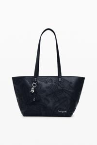 Grote geborduurde shopper tas - BLACK - U