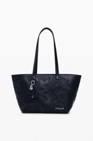 Grote geborduurde shopper tas - BLACK - U