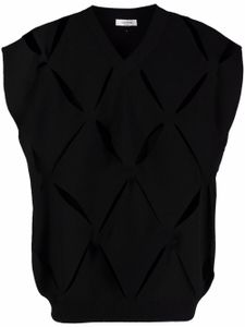 Valentino Garavani pull en maille à design sans manches - Noir