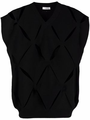 Valentino Garavani pull en maille à design sans manches - Noir