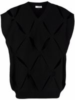 Valentino Garavani pull en maille à design sans manches - Noir