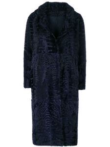 Liska textured single-breasted coat - Bleu