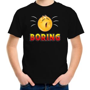 Boring fun emoticon shirt kids zwart XL (158-164)  -