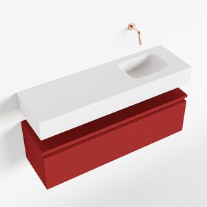 Toiletmeubel Mondiaz Andor | 100 cm | Meubelkleur Fire | Lex vrijhangend wastafel Talc Rechts | Zonder kraangat