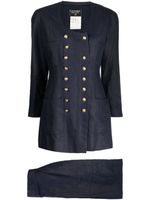 CHANEL Pre-Owned tailleur-jupe en lin (2022) - Bleu