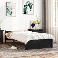 Bedframe massief hout zwart 90x200 cm