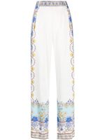 Hale Bob pantalon fleuri à taille haute - Blanc