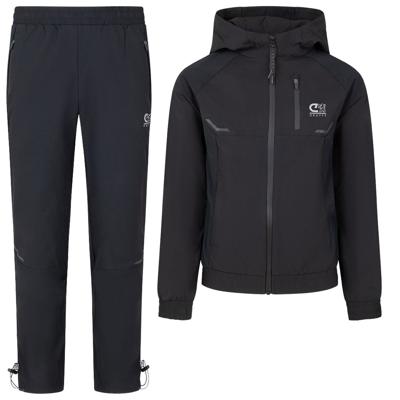 Cruyff Elite Trainingspak Full-Zip Kids Zwart Zilver Cruyff Elite Trainingspak Full-Zip Kids Zwart Zilver