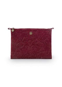 Pip Studio Pip Cosmetic Flat Pouch Large Velvet Quiltey Days Red 30x22x1cm